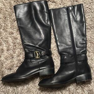 Ralph Lauren Micah Black Leather Tall Boots (No Rubber Sole Heel) Size 8.5
